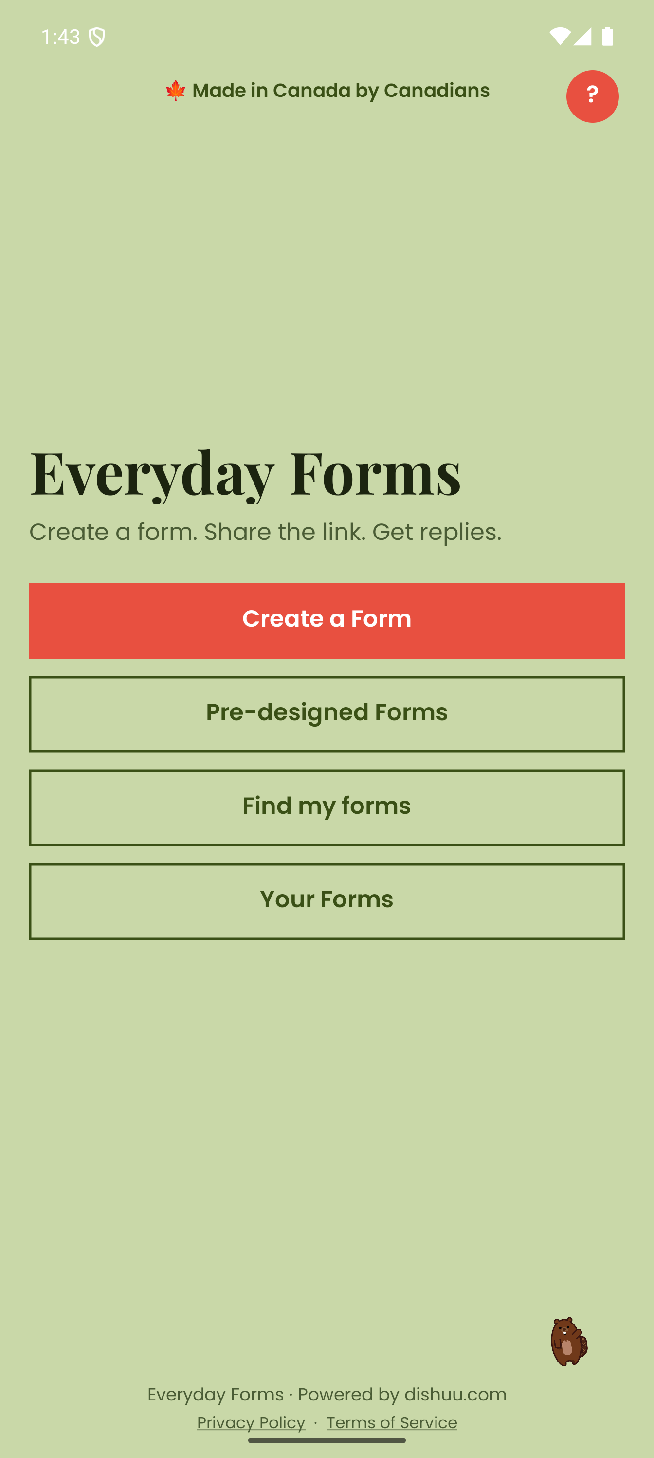 Everyday Forms home screen